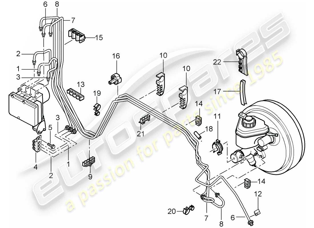 porsche 2004 (cayenne e1 9pa) bremsleitung ersatzteildiagramm