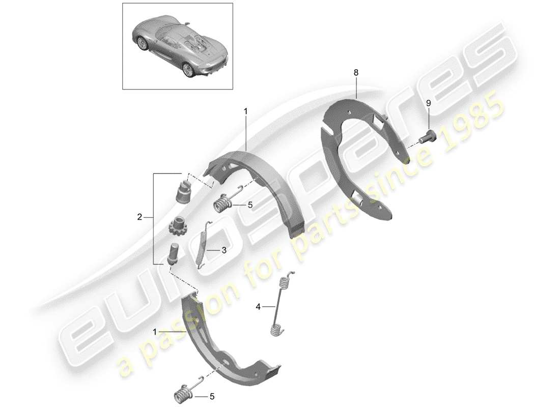 porsche 2015 (918 spyder) parkbremse ersatzteildiagramm