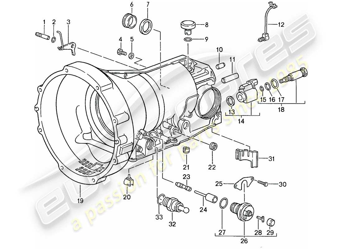 porsche 1988 (928) automatikgetriebe - getriebegehäuse - zubehör ersatzteildiagramm