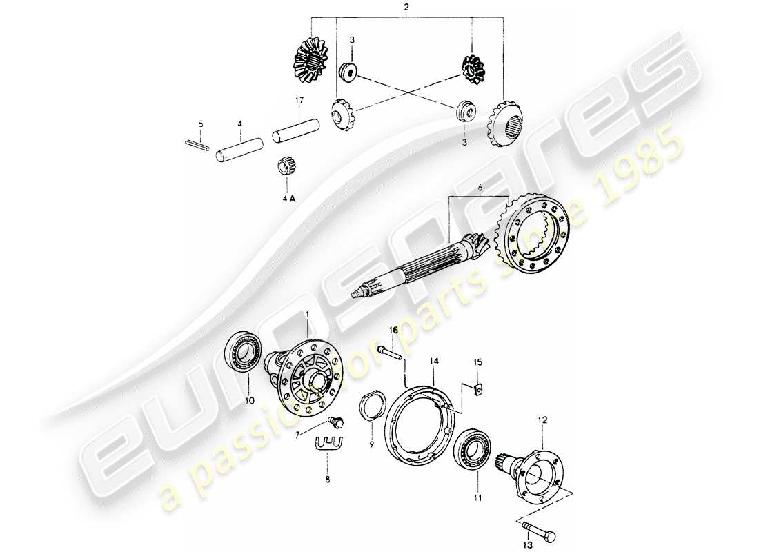 porsche 1994 (964) differential teilediagramm