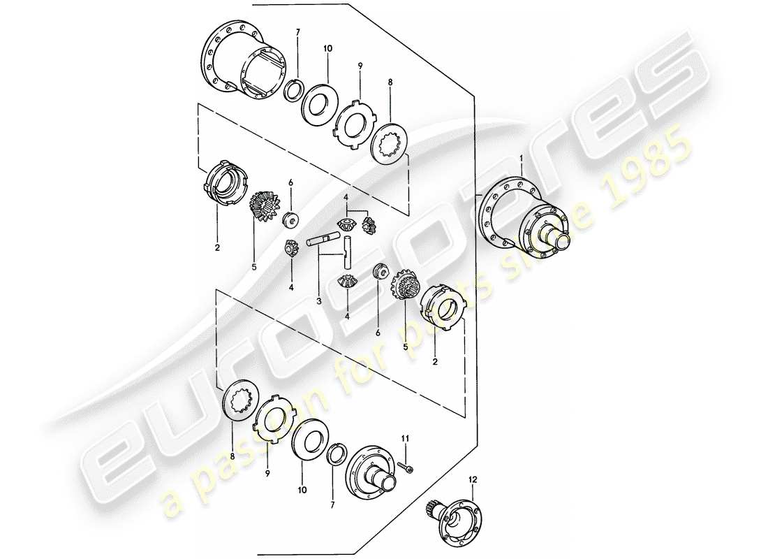 porsche 1982 (944) sperrdifferential - für - manuelles getriebe ersatzteildiagramm
