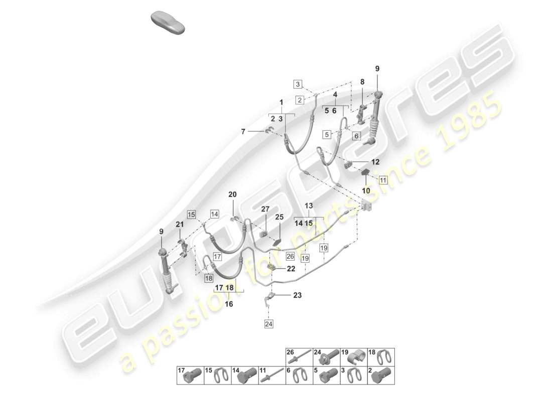 porsche 2019 (992-1) hydraulikleitung heck pdcc teilediagramm