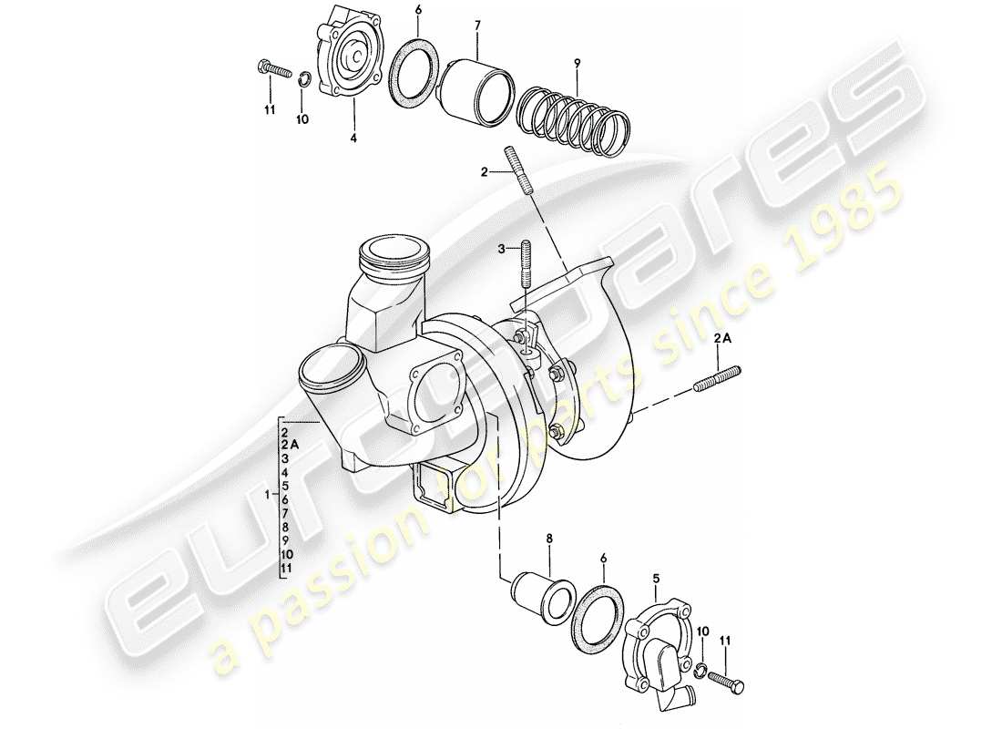 porsche 1976 (924) abgasturbolader teilediagramm