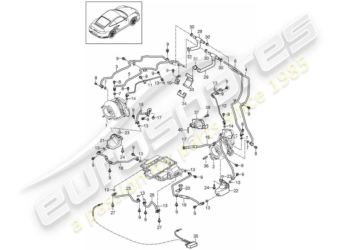 porsche 2011 (997-2 turbo / gt2 rs) abgasturbolader teilediagramm