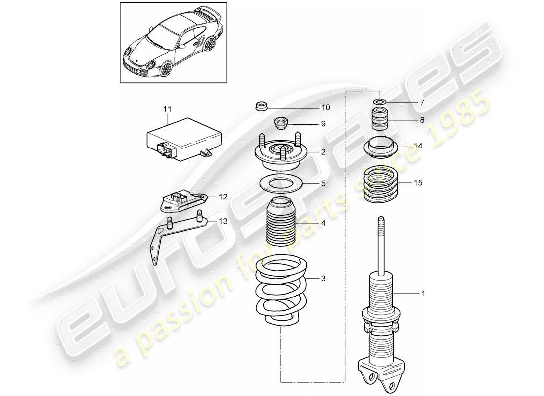 porsche 2012 (997-2 turbo / gt2 rs) stoßdämpfer-ersatzteildiagramm