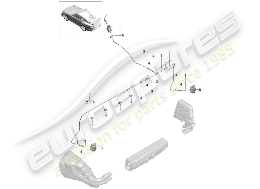 porsche 2018 (991-2 r/gt3/rs) auspuffanlage teilediagramm