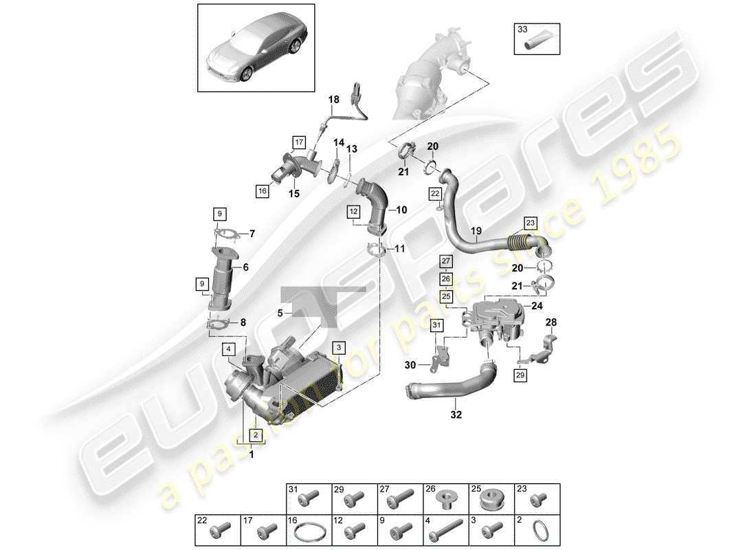 porsche 2020 (panamera 971-1) abgasrückführung - teilediagramm