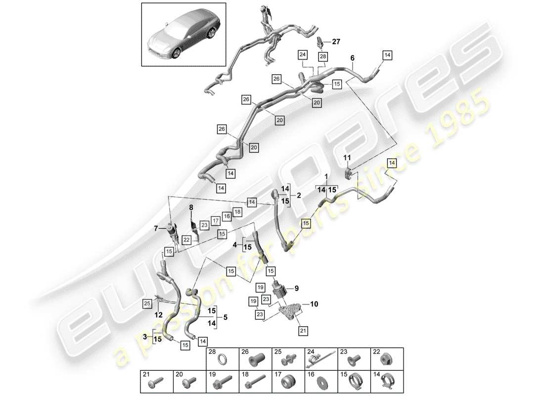 porsche 2020 (panamera 971-1) heizung teilediagramm