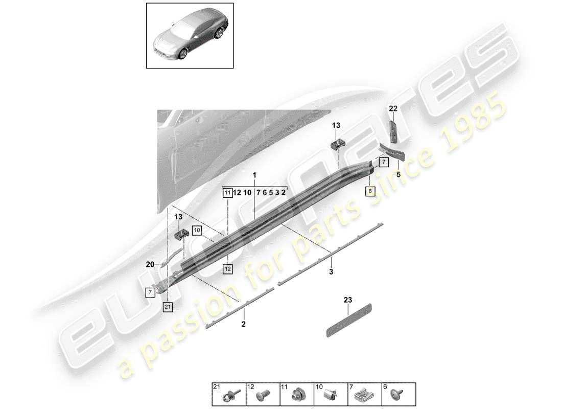 porsche 2020 (panamera 971-1) seitenträgerverkleidung teilediagramm