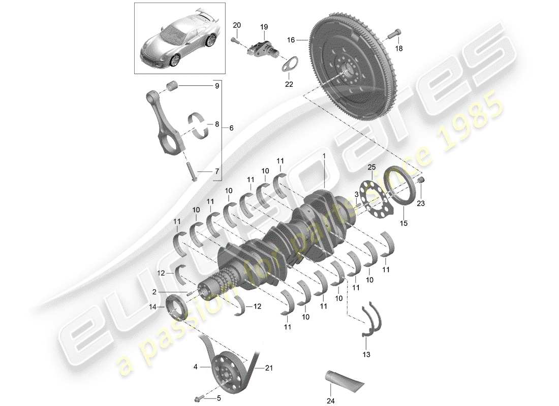 porsche 2017 (991-2 r/gt3/rs) kurbelwelle teilediagramm