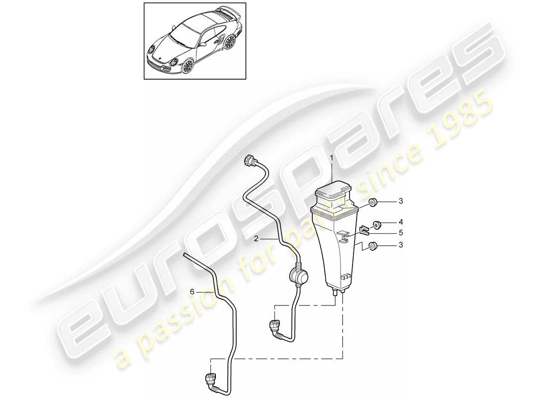 porsche 2013 (997-2 turbo / gt2 rs) verdunstungsbehälter - teilediagramm