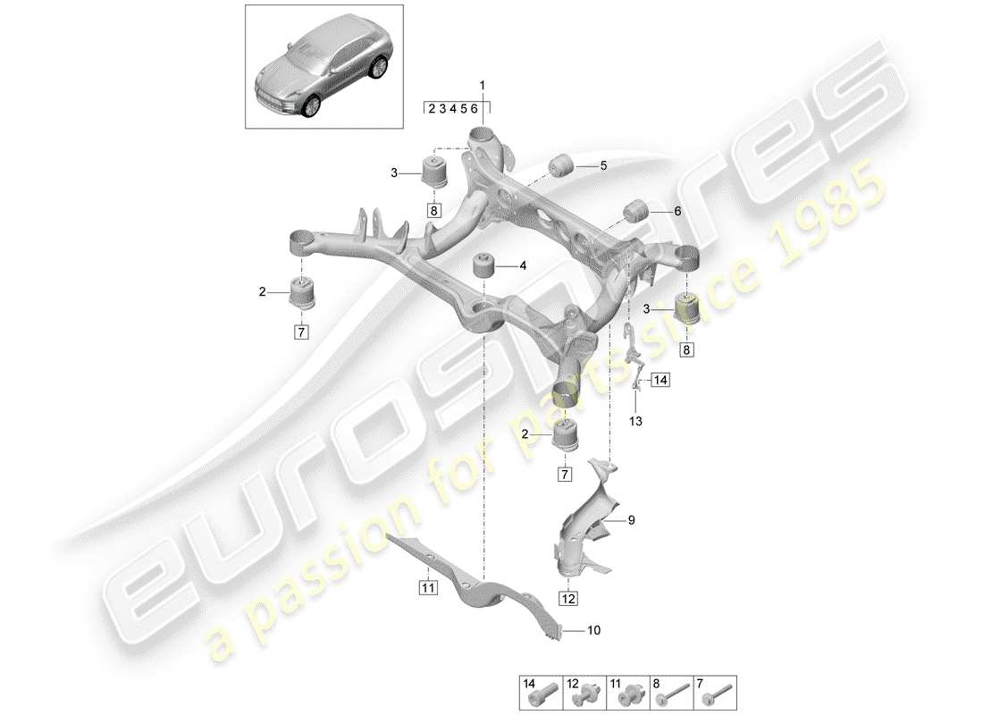 porsche 2020 (macan) hilfsrahmen-ersatzteildiagramm