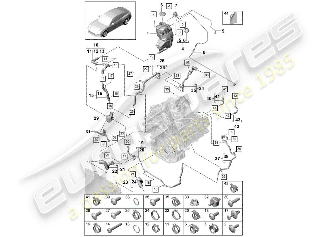 porsche 2020 (panamera 971-1) wasserkühlung teilediagramm