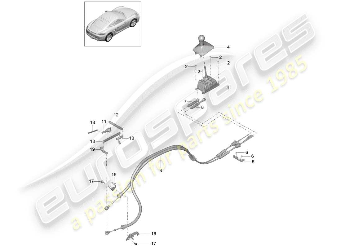 porsche 2017 (718 cayman) schaltmechanismus ersatzteildiagramm
