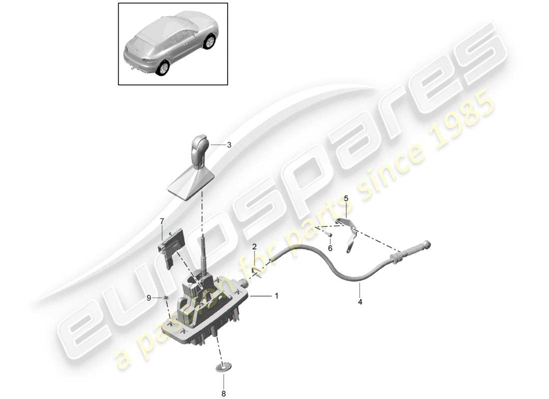porsche 2017 (macan) wählhebel ersatzteildiagramm