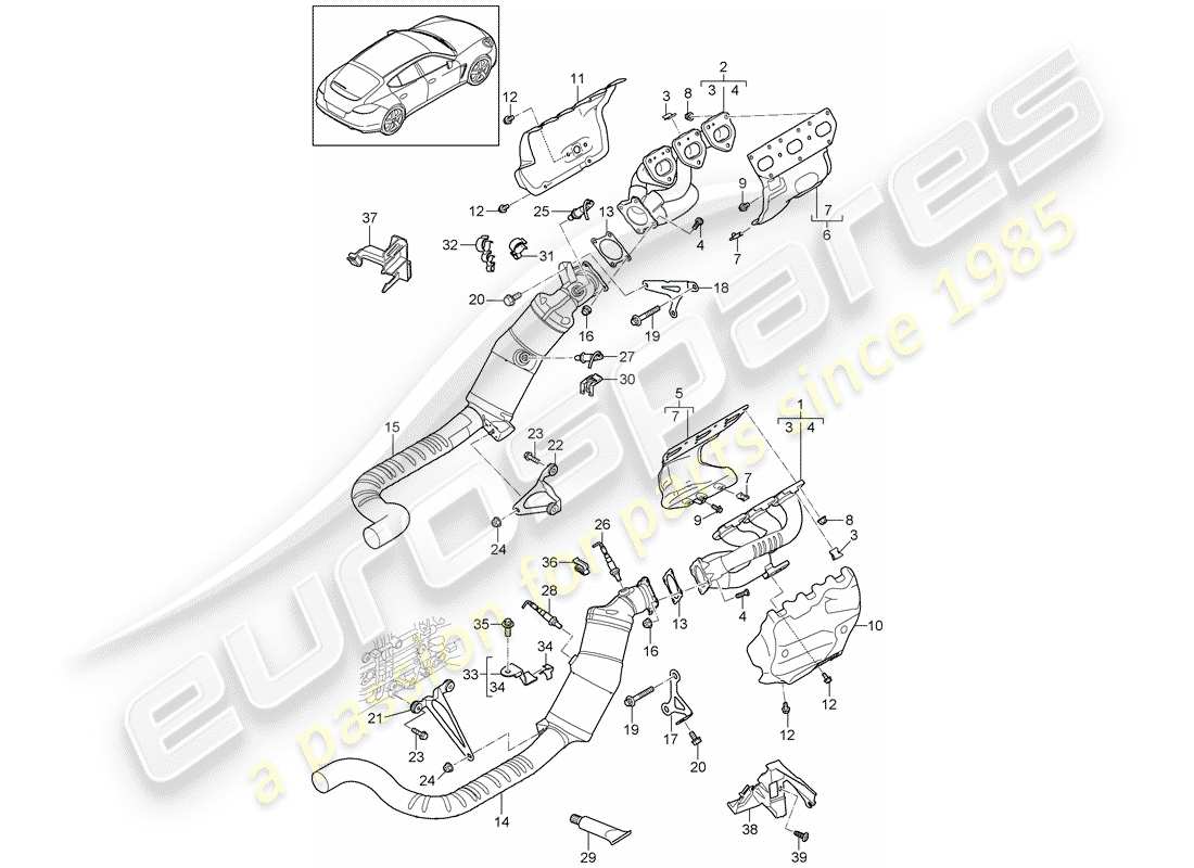 porsche 2013 (panamera 970) auspuffanlage teilediagramm