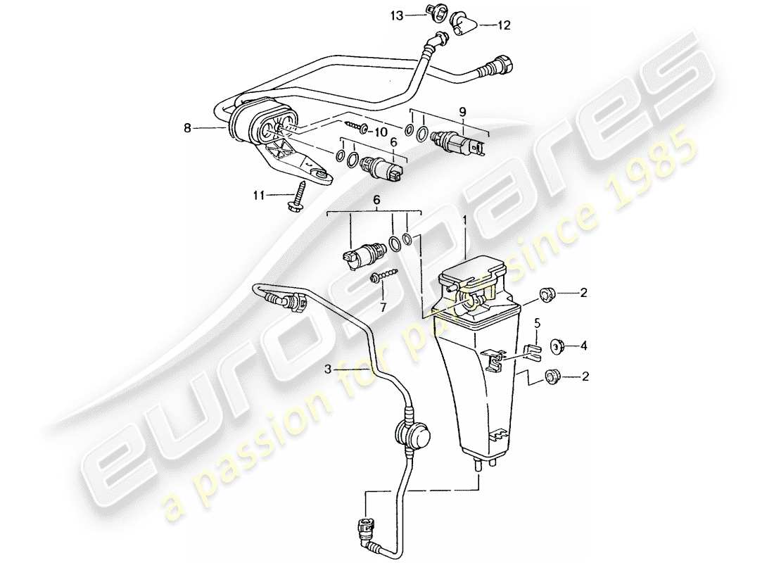 porsche 2000 (986 boxster) verdunstungsbehälter - teilediagramm