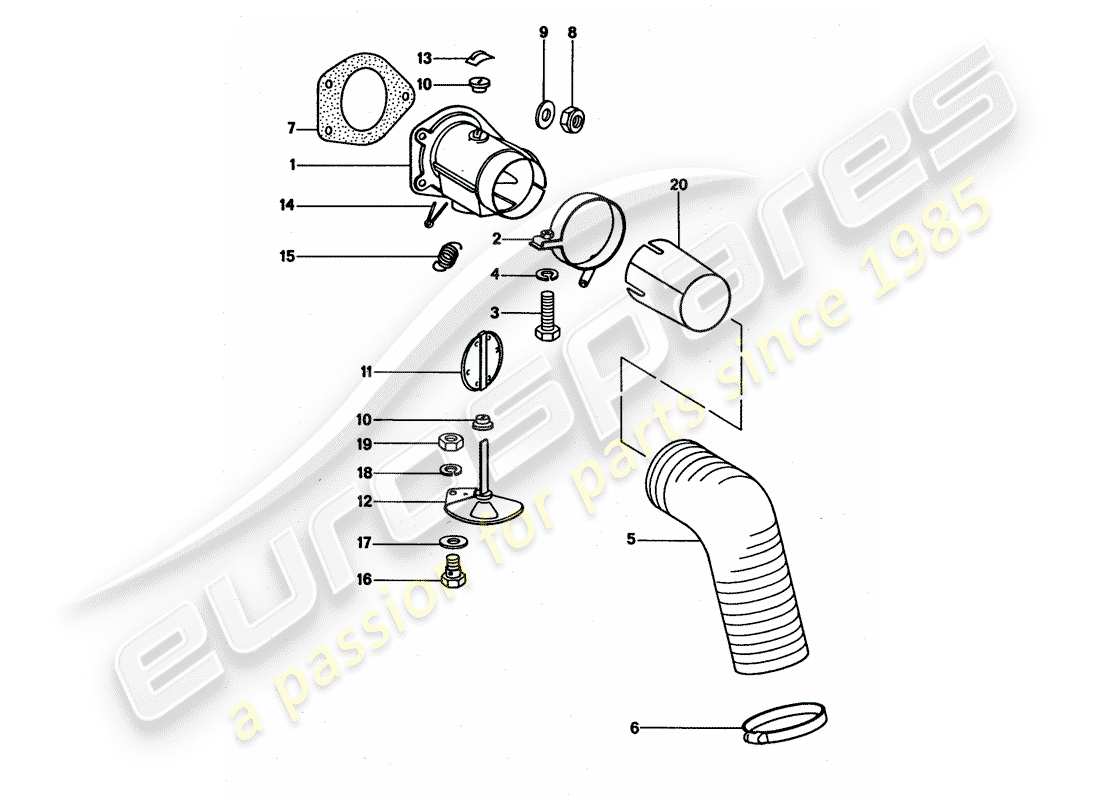 porsche 1975 (911 turbo) heizluftzufuhr ersatzteildiagramm