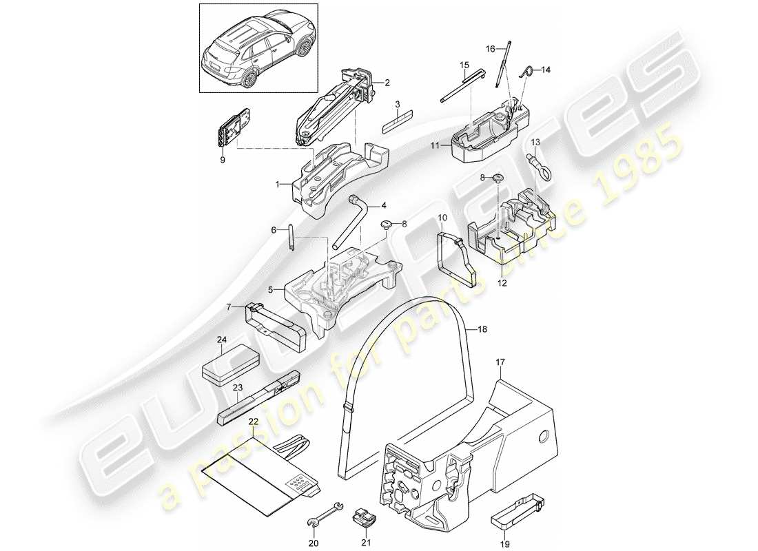 porsche 2011 (cayenne e2 92a) werkzeug teilediagramm