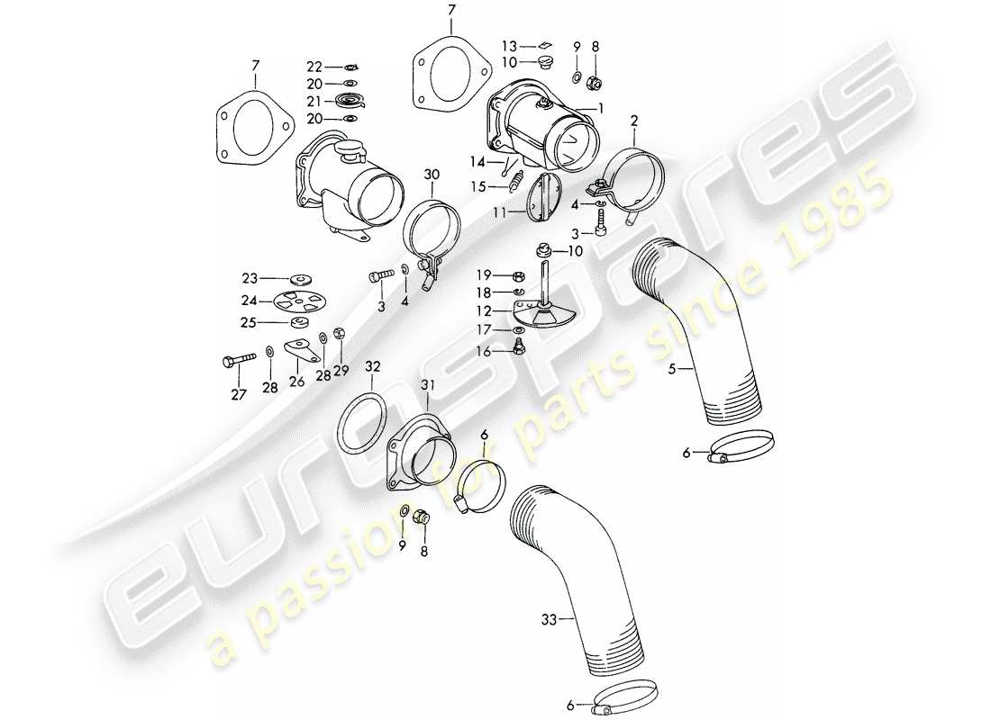 porsche 1965 (911/912) heizluftzufuhr ersatzteildiagramm