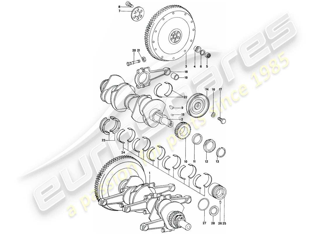 porsche 1975 (914) kurbelwelle teilediagramm