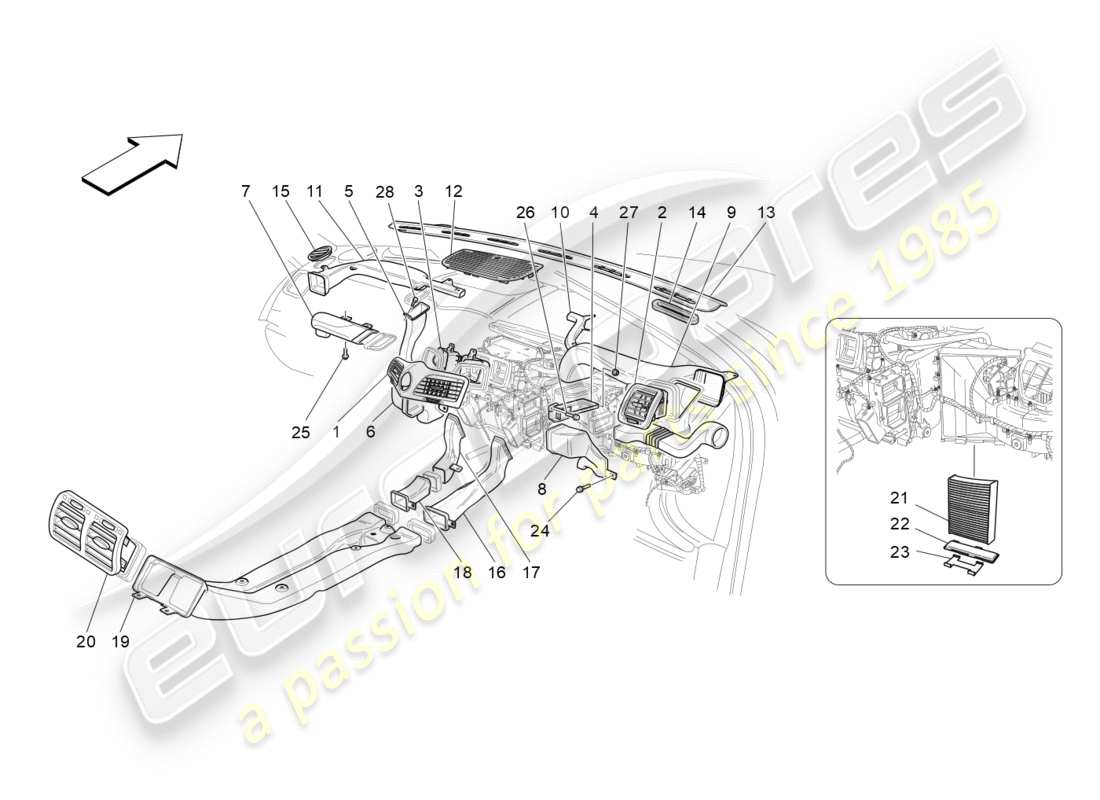 maserati granturismo (2010) klimaanlage: diffusion teilediagramm