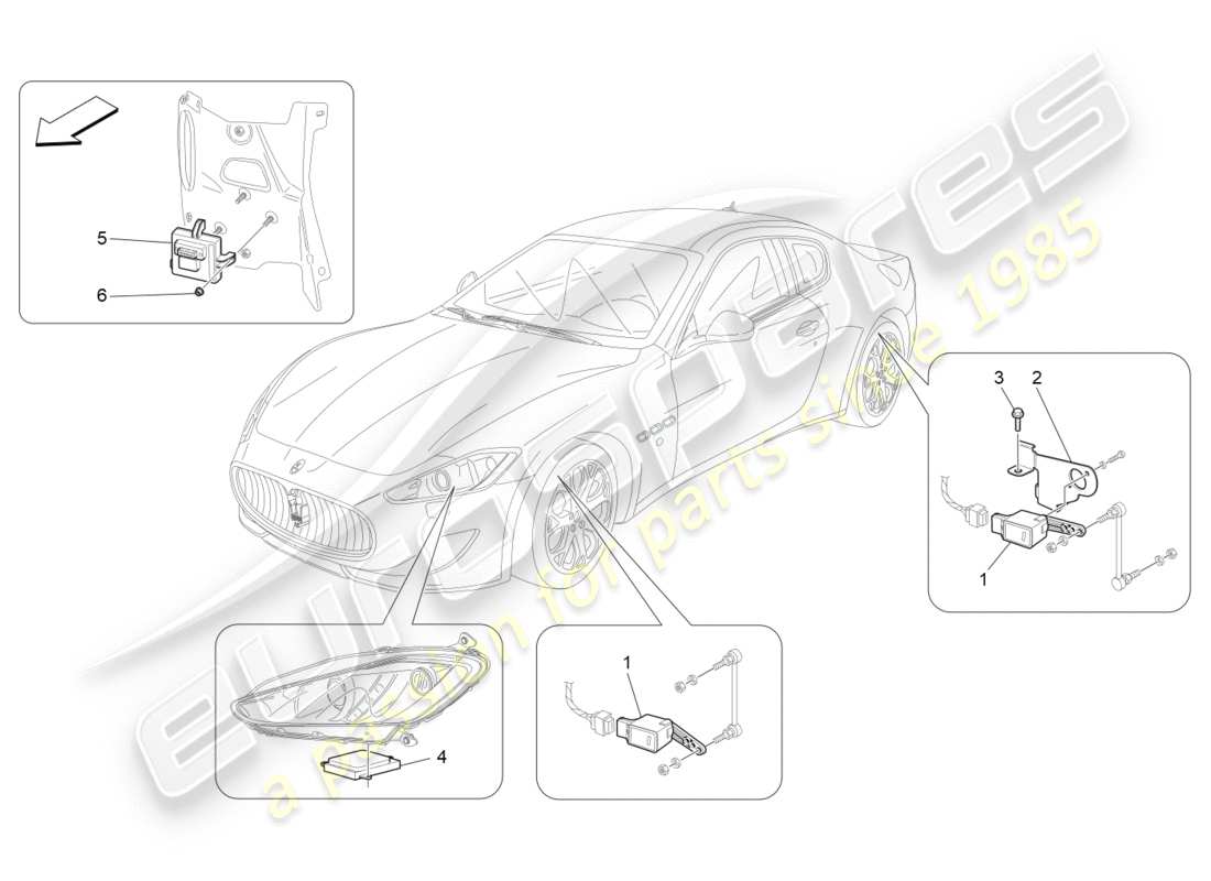 maserati granturismo (2016) beleuchtungssystemsteuerung teilediagramm