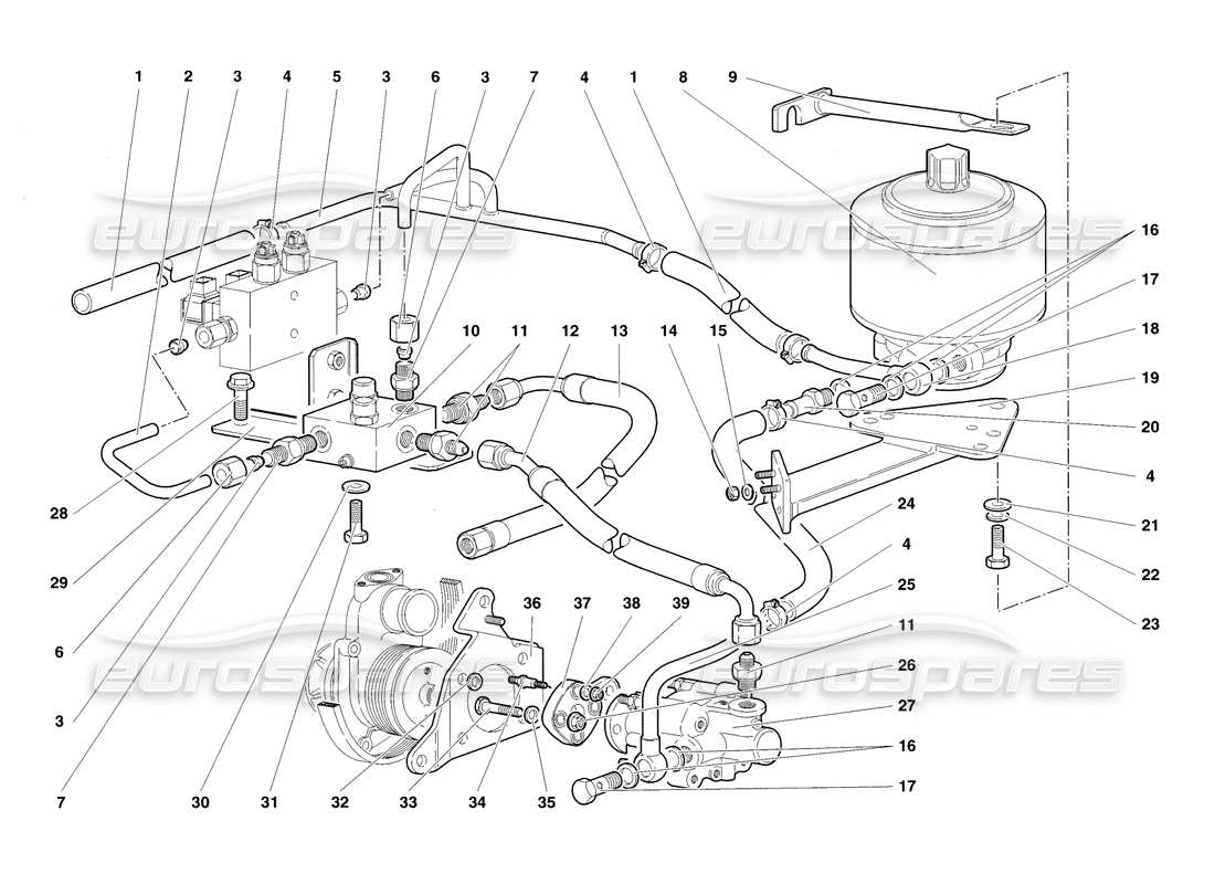 lamborghini diablo sv (1998) lenkung (komfortpaket) teilediagramm