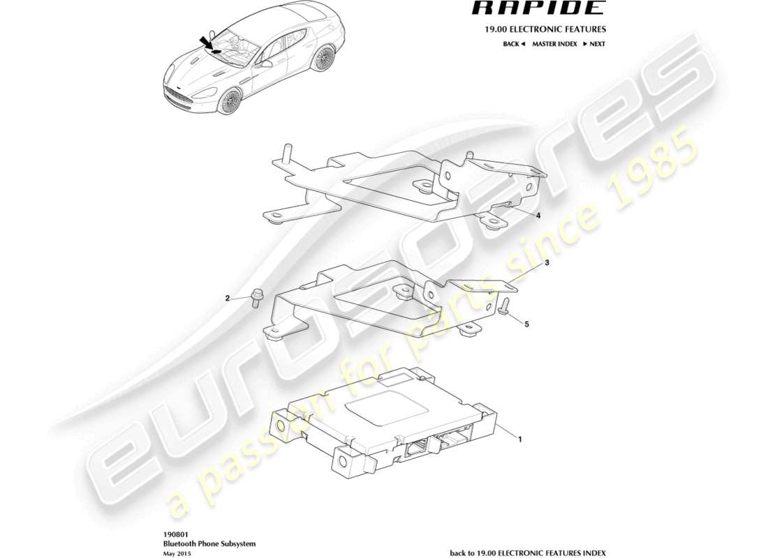 aston martin rapide (2011) teilediagramm des bluetooth-moduls