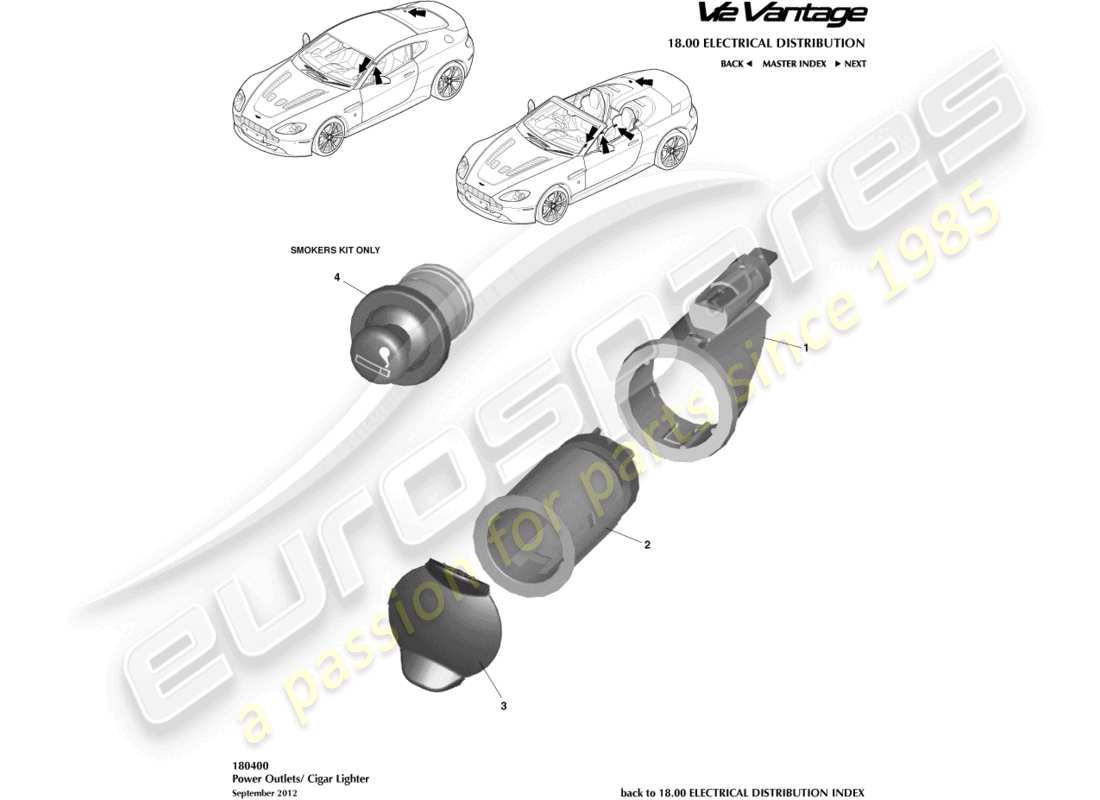 aston martin v12 vantage (2013) zigarettenanzünder, zusatzbuchse - teilediagramm