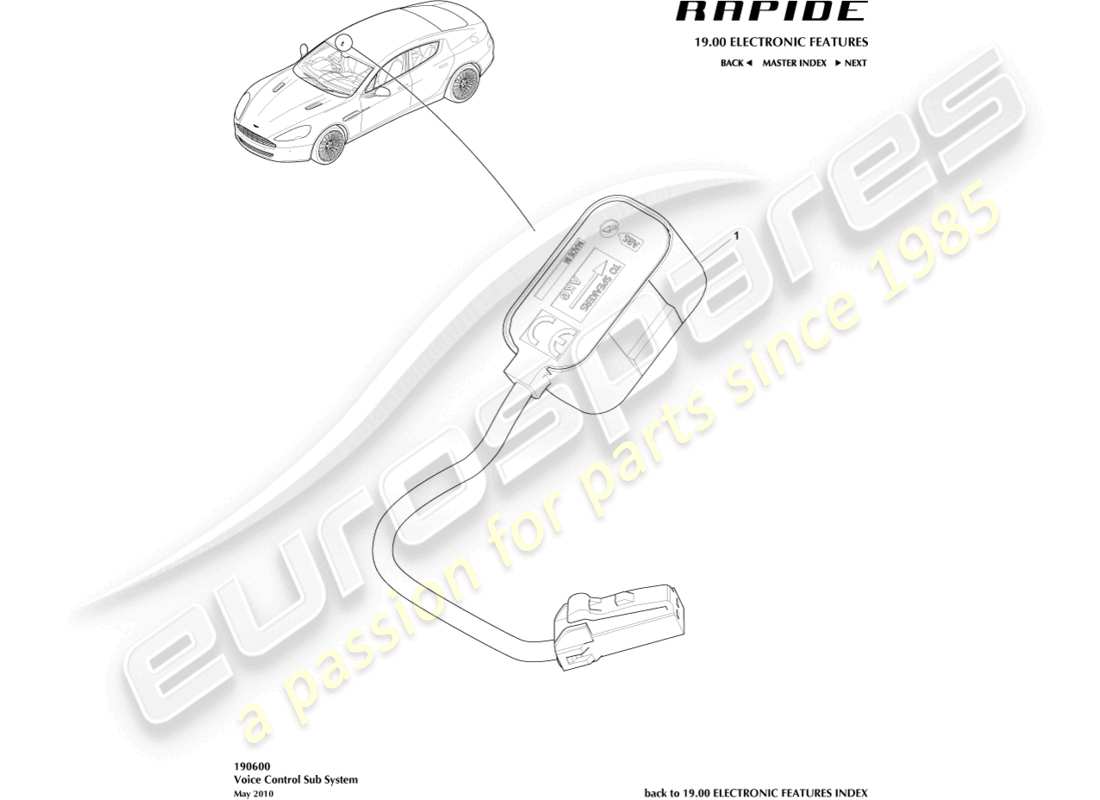 aston martin rapide (2011) teilediagramm des sprachsteuerungssubsystems