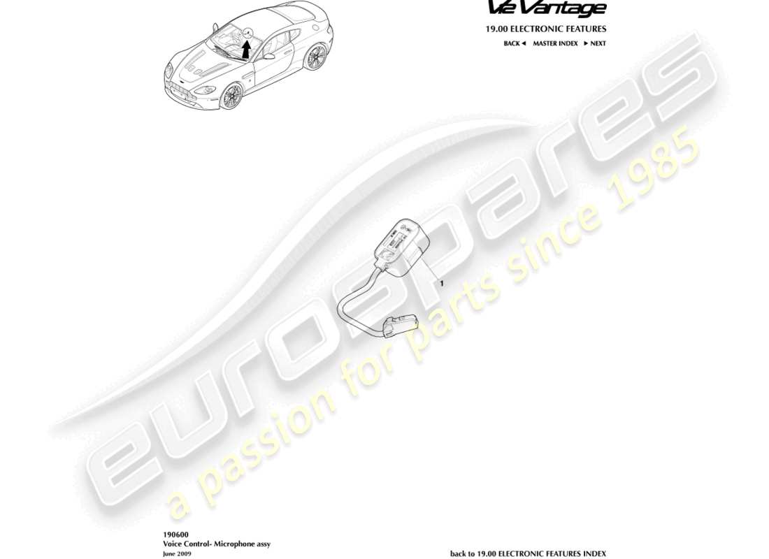 aston martin v12 vantage (2010) mikrofon-teilediagramm