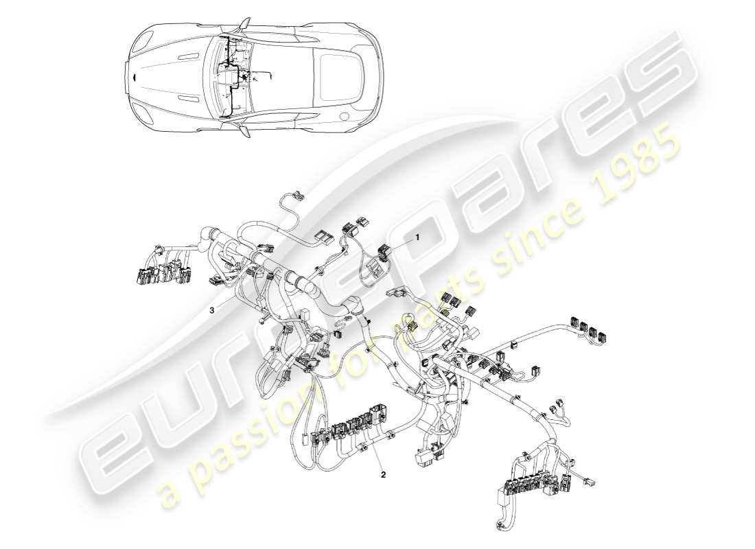 aston martin v8 vantage (2005) ip-kabelbaum-teilediagramm