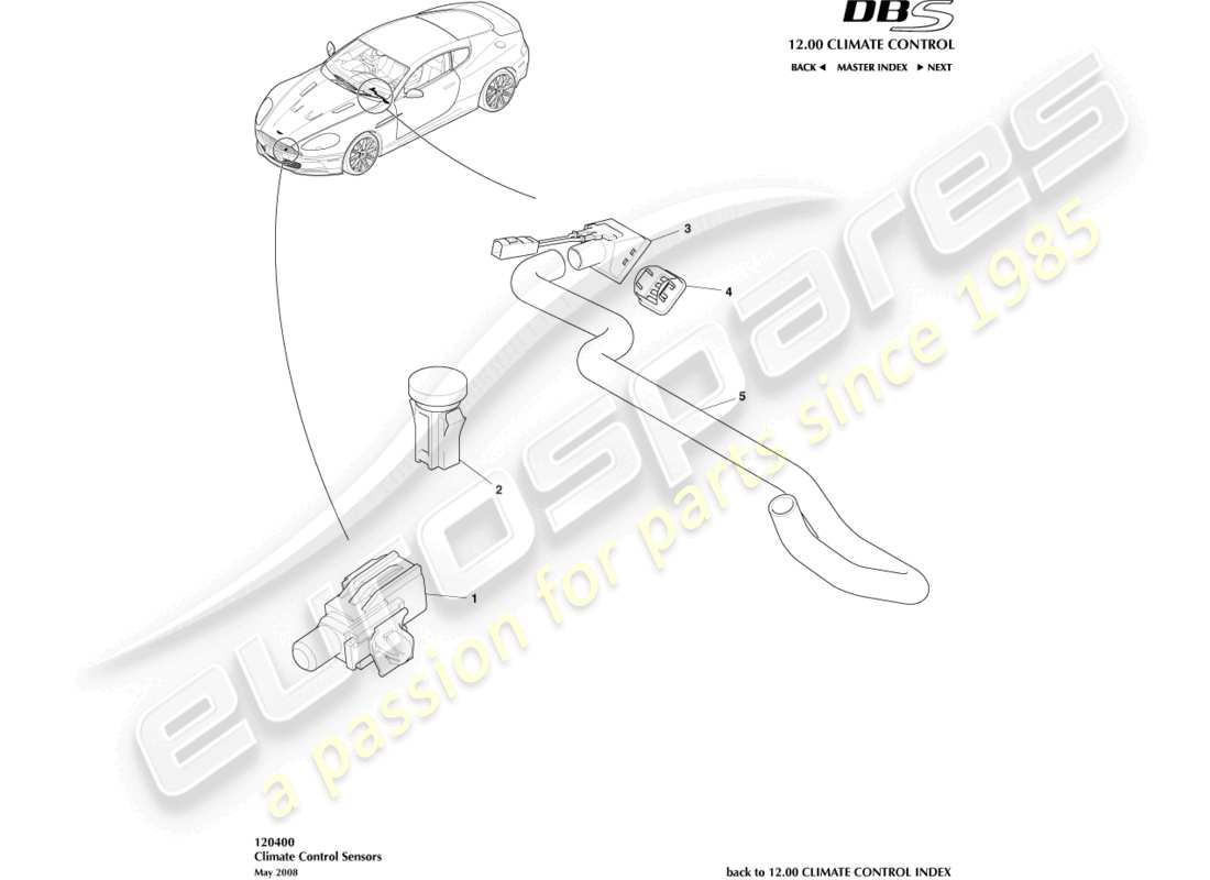 aston martin dbs (2008) sensoren teilediagramm