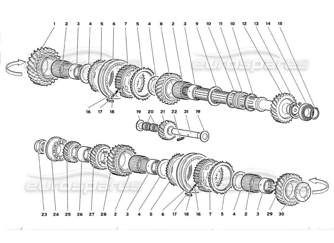 lamborghini diablo gt (1999) angetriebene welle teilediagramm