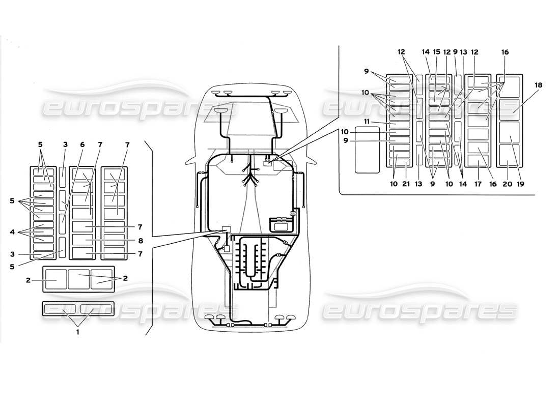 lamborghini diablo gt (1999) teilediagramm des elektrischen systems