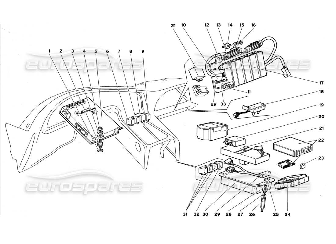lamborghini diablo gt (1999) teilediagramm des elektrischen systems