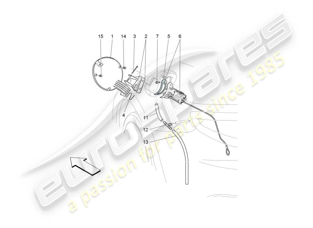 maserati granturismo (2008) kraftstofftanktür und bedienelemente teilediagramm