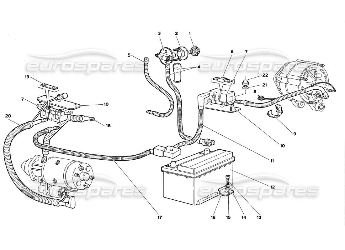 lamborghini diablo gt (1999) teilediagramm des elektrischen systems
