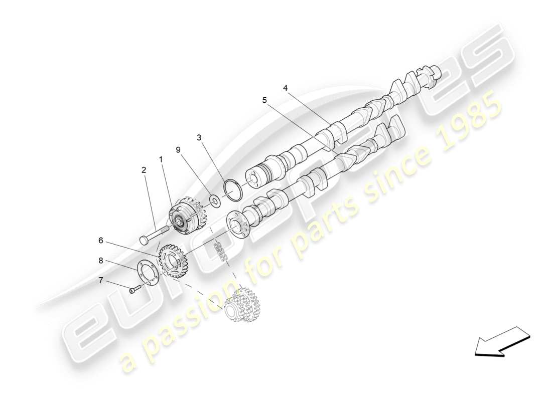 maserati granturismo s (2018) rh zylinderkopf nockenwellen ersatzteildiagramm