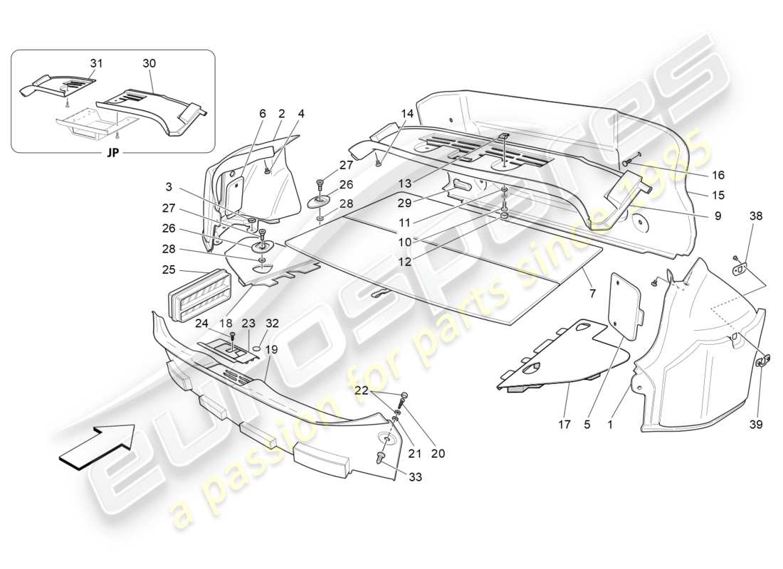 maserati granturismo s (2017) gepäckraummatten ersatzteildiagramm