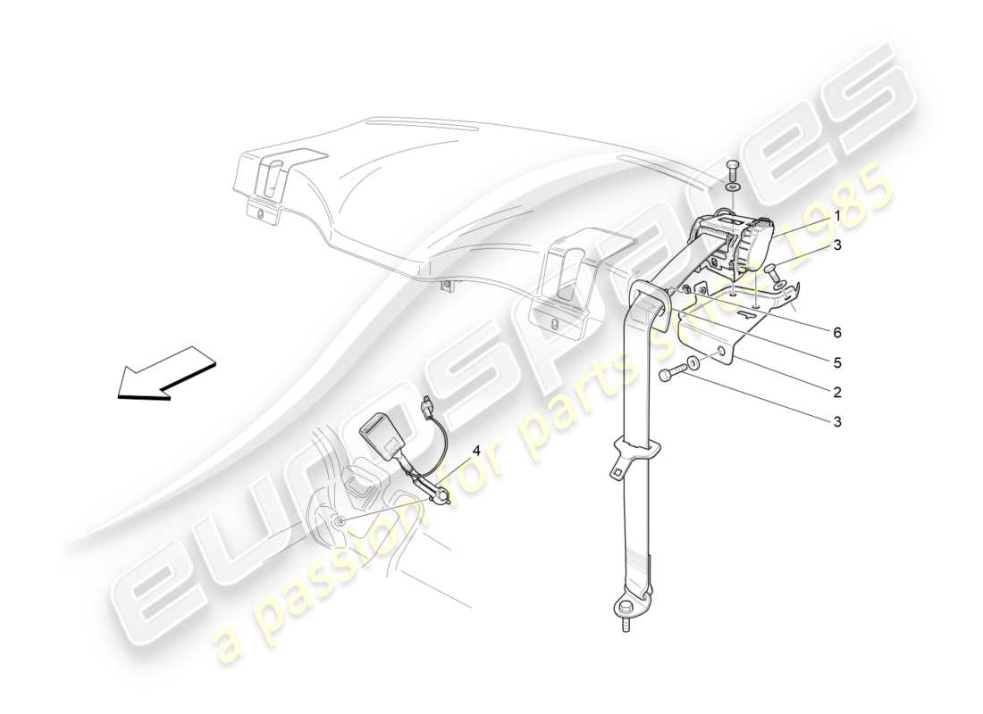 maserati granturismo (2009) sicherheitsgurte hinten ersatzteildiagramm