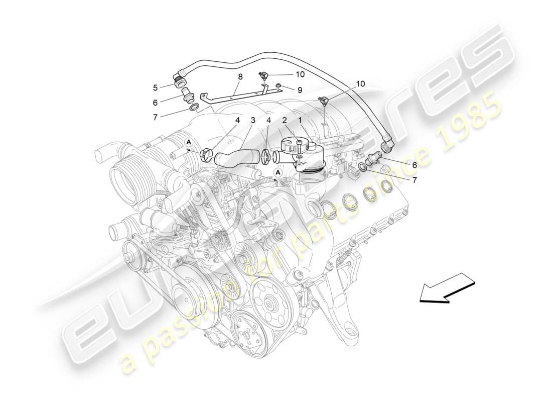 maserati granturismo s (2016) öldampf-rückführungssystem - teilediagramm