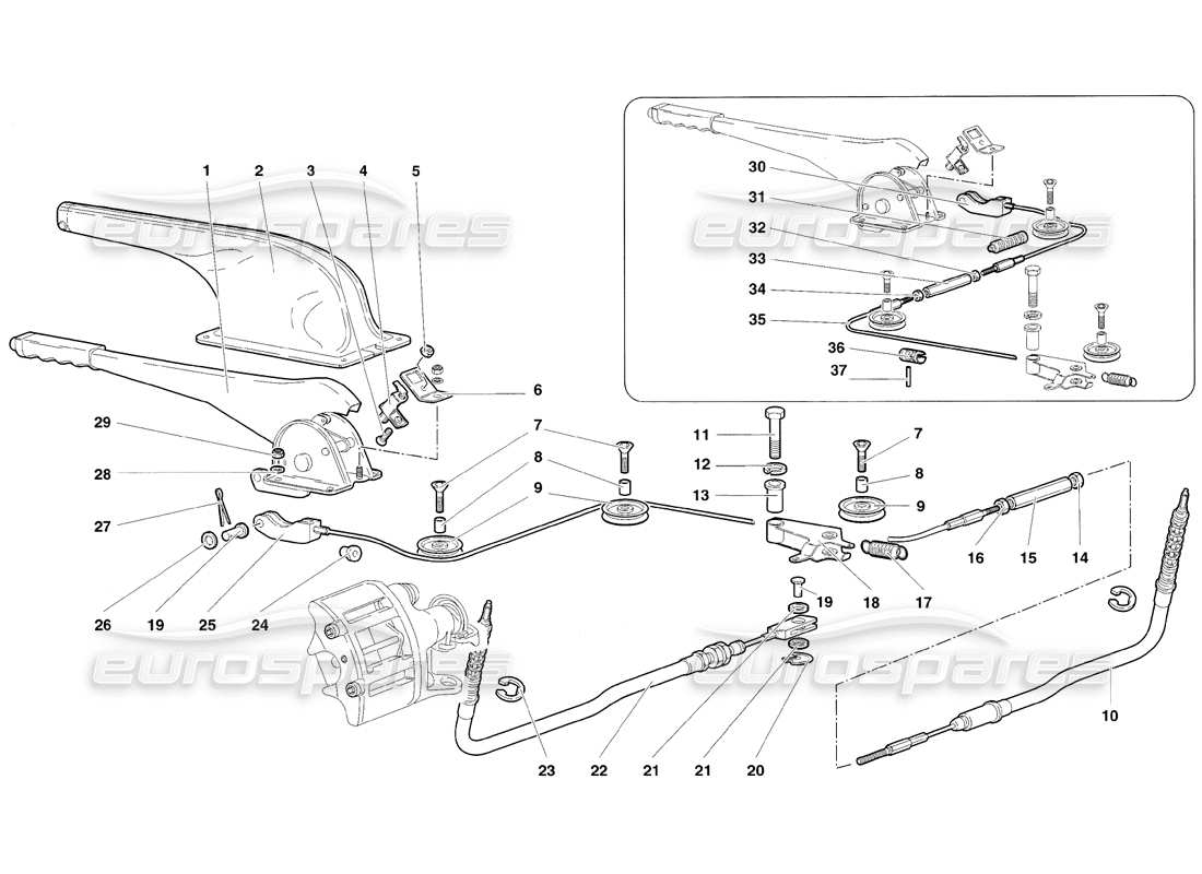 lamborghini diablo sv (1998) handbremse ersatzteildiagramm