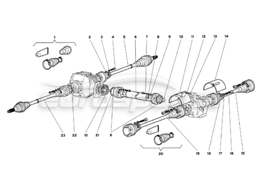 lamborghini diablo 6.0 (2001) achswellen und propellerwelle teilediagramm