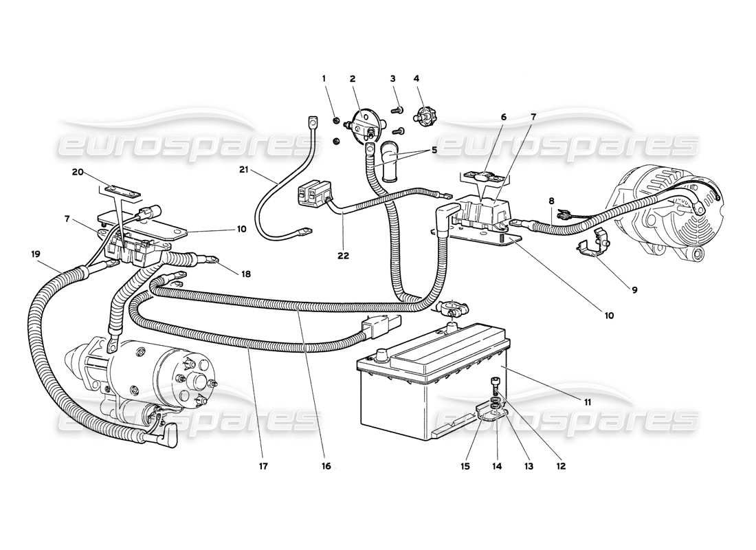 lamborghini diablo 6.0 (2001) teilediagramm des elektrischen systems