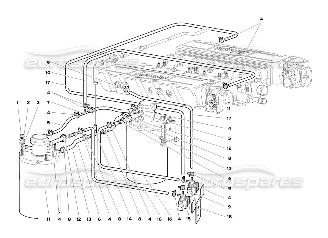 lamborghini diablo sv (1999) kraftstoffsystem teilediagramm