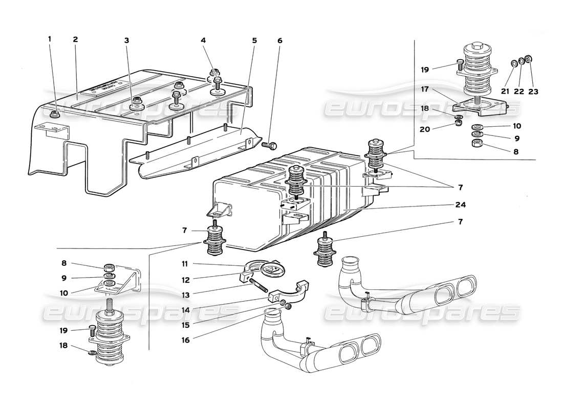 lamborghini diablo sv (1999) auspuffanlage teilediagramm