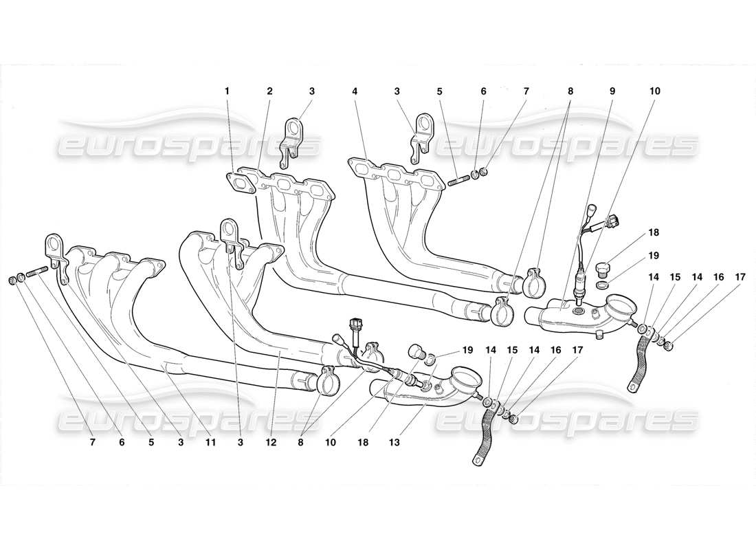 lamborghini diablo roadster (1998) auspuffanlage teilediagramm