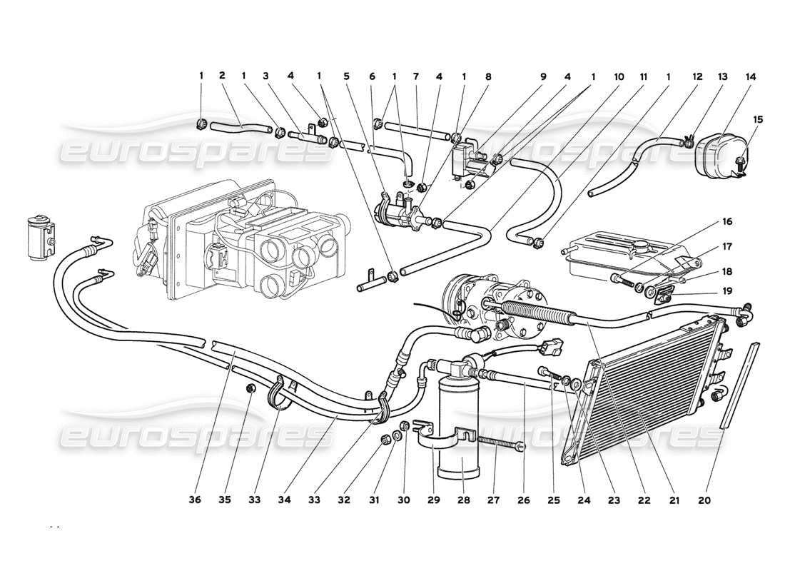 lamborghini diablo 6.0 (2001) teilediagramm für die klimaanlage